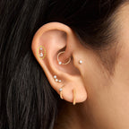 14K CZ Bezel Pear Dangle Flatback Stud