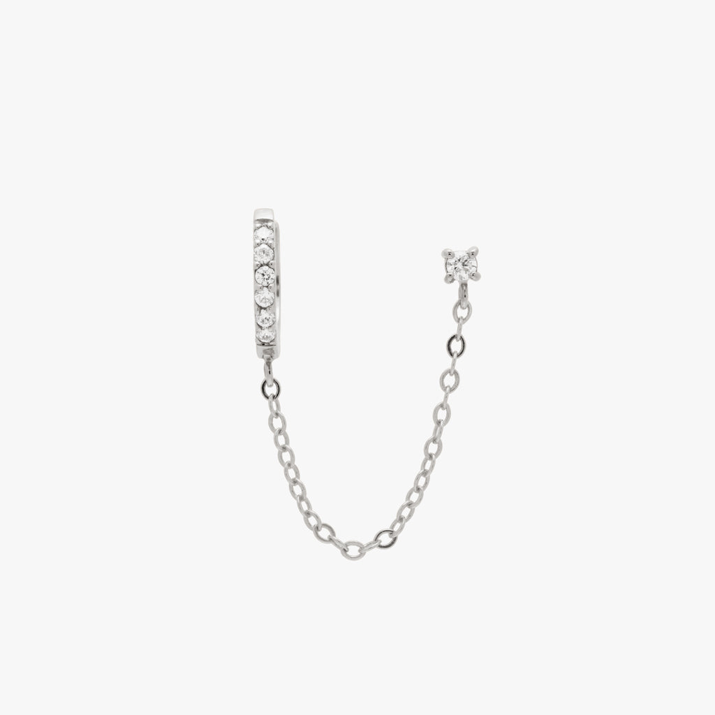 Chained Pave Huggie x CZ Stud