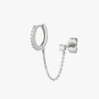Chained Pave Huggie x CZ Stud