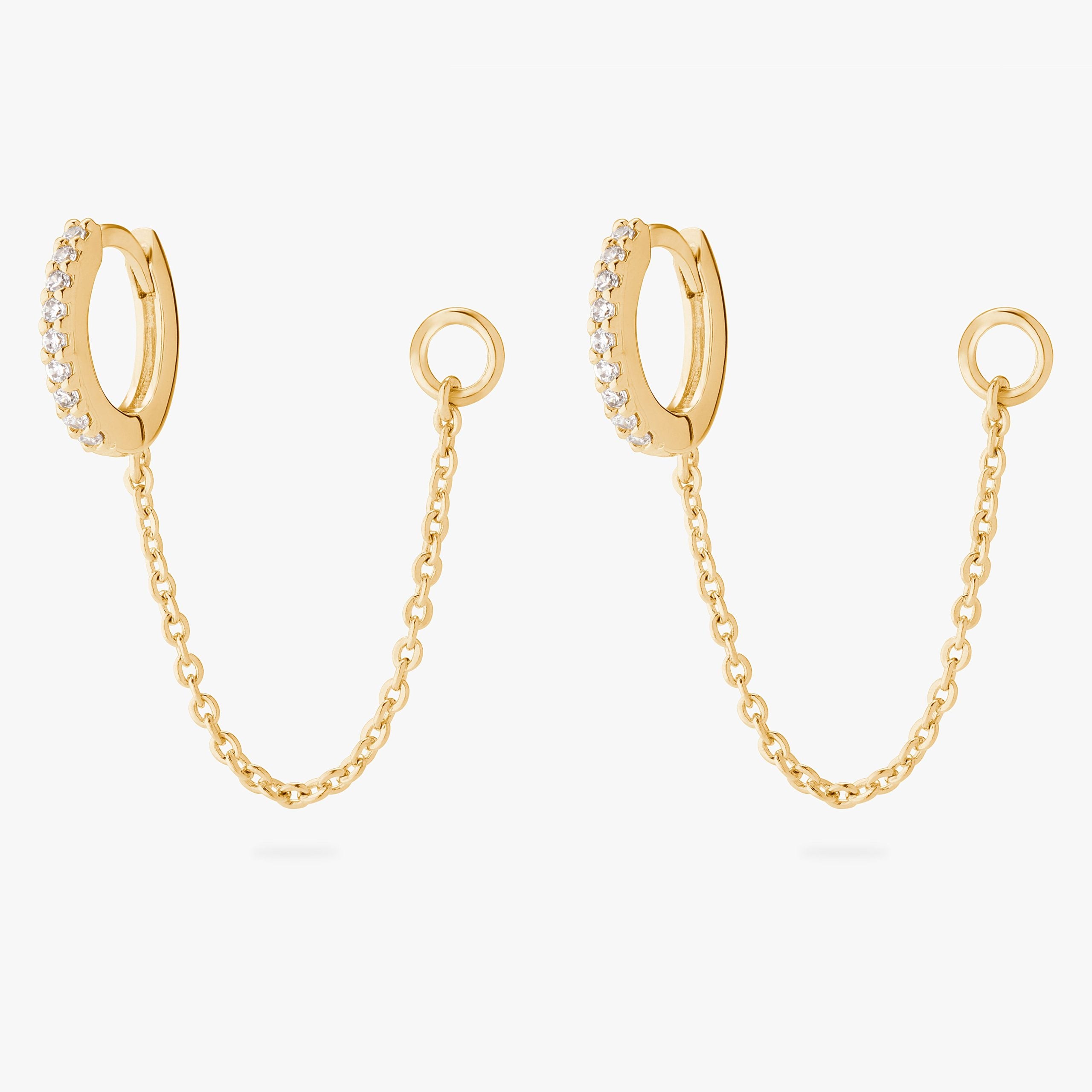 Mini Pavé Chain Huggie