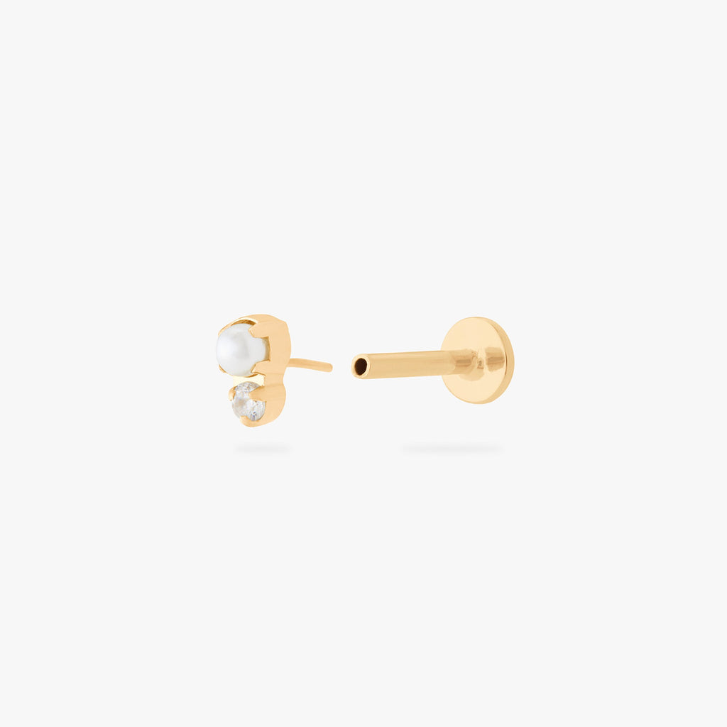 Stacked CZ Pearl Flatback Stud