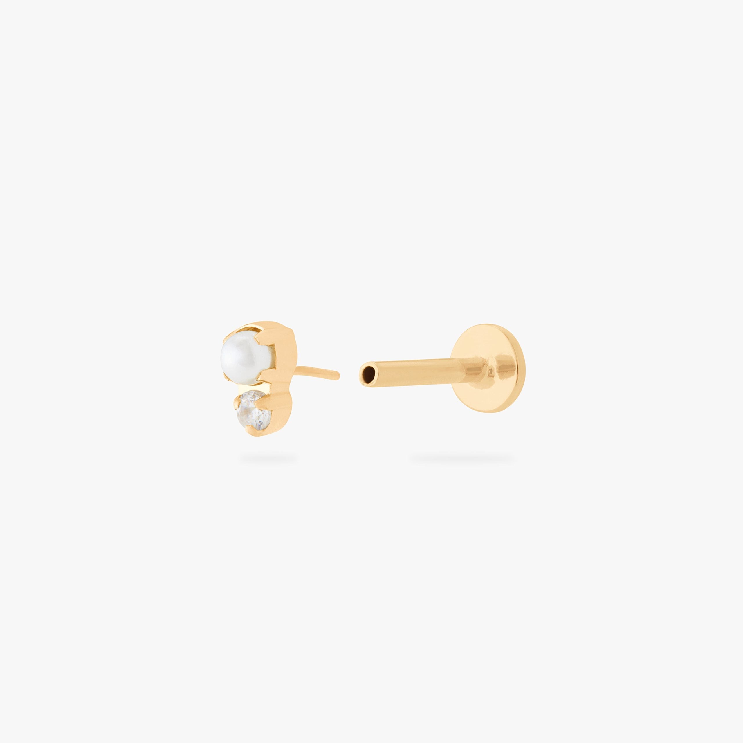 Stacked CZ Pearl Flatback Stud