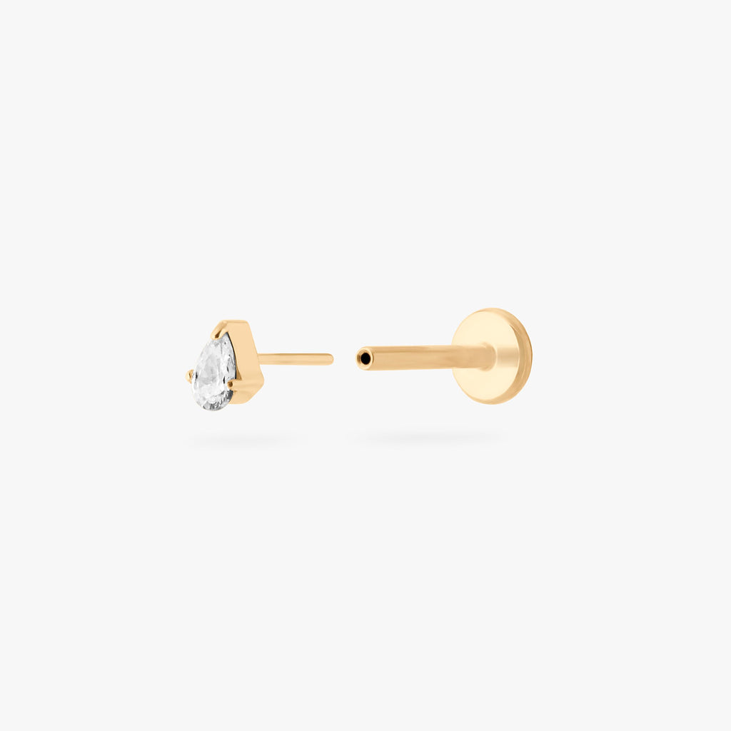 Pear CZ Flatback Stud