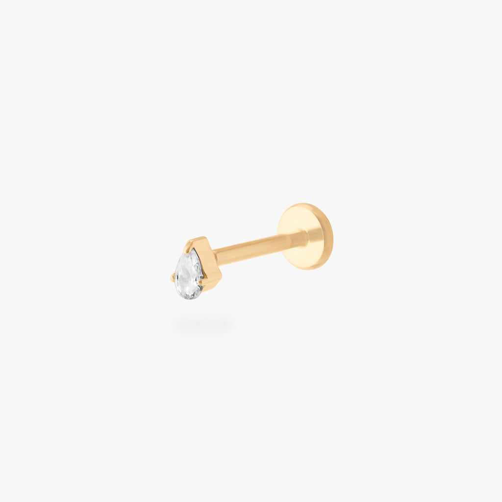 Pear CZ Flatback Stud