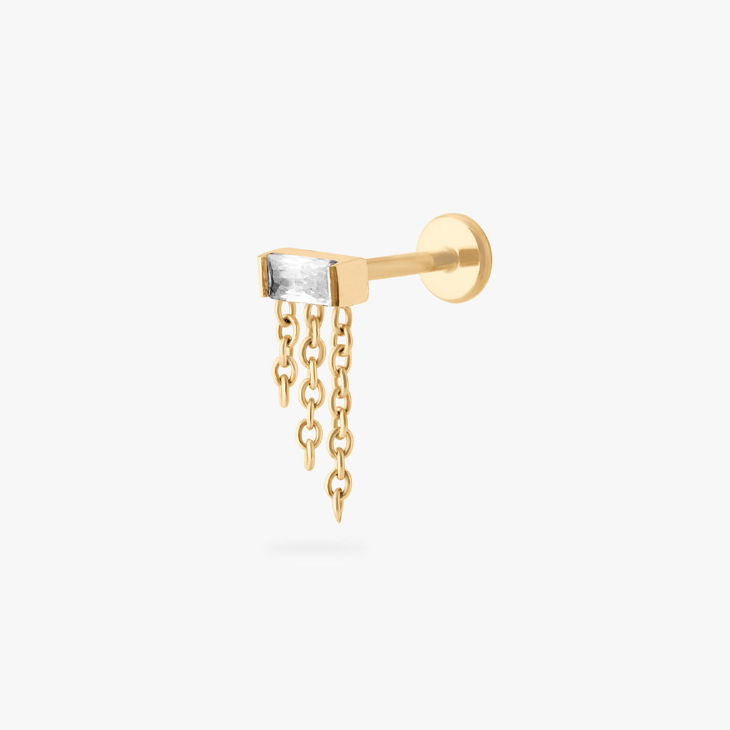 Chain Baguette Flatback Stud