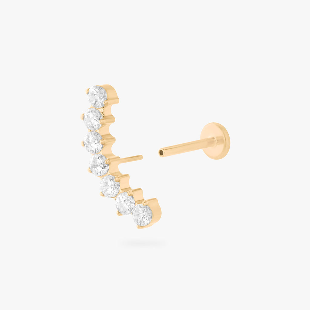 Curved CZ Bar Flatback Stud