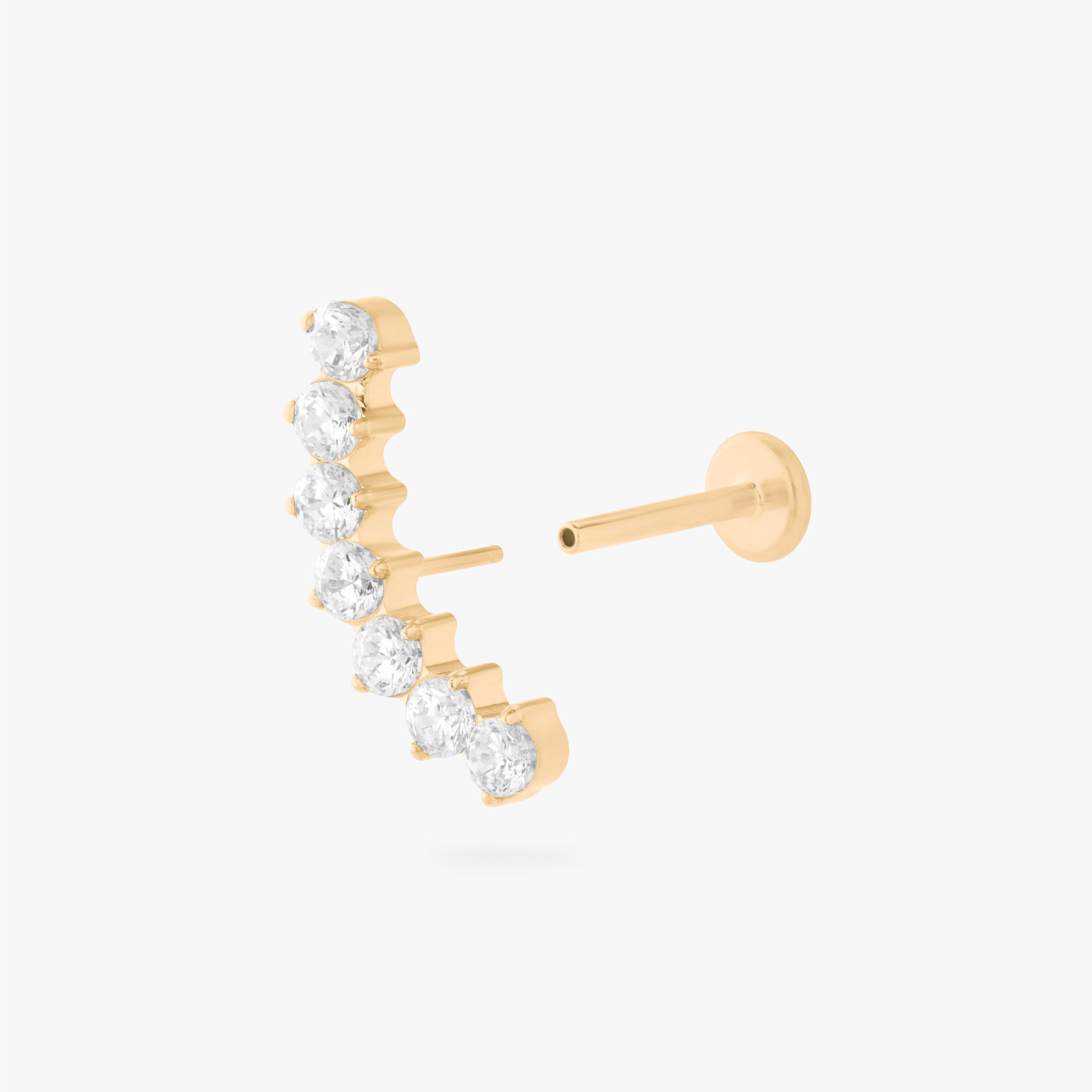 Curved CZ Bar Flatback Stud