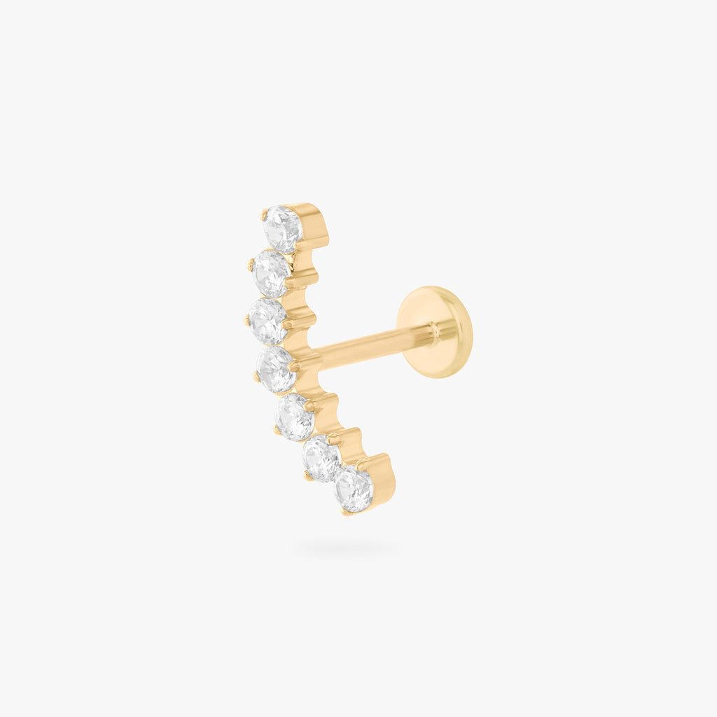 Curved CZ Bar Flatback Stud