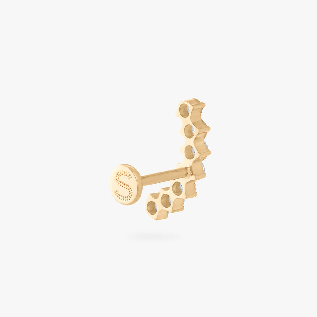 Curved CZ Bar Flatback Stud