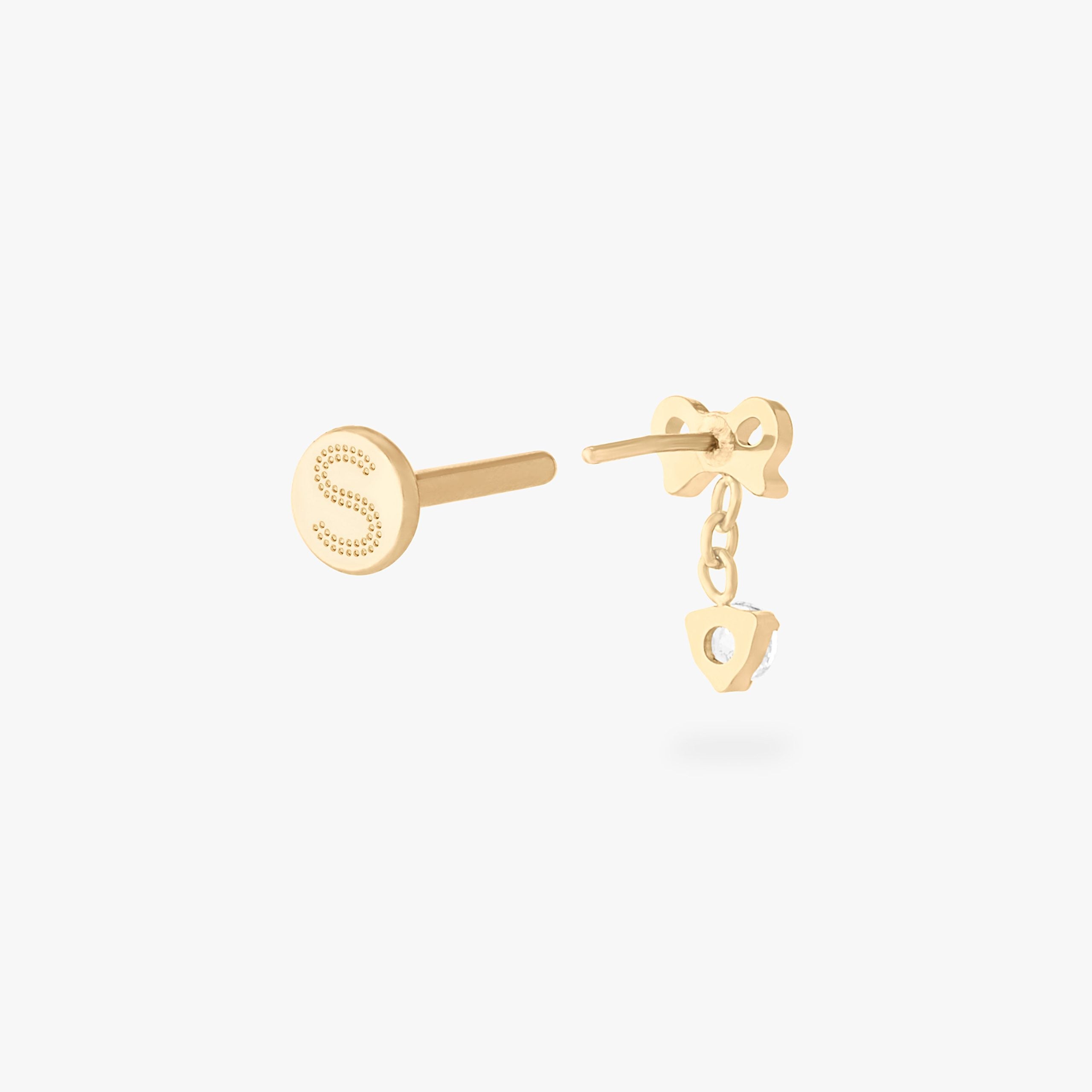 Bow CZ Dangle Flatback Stud