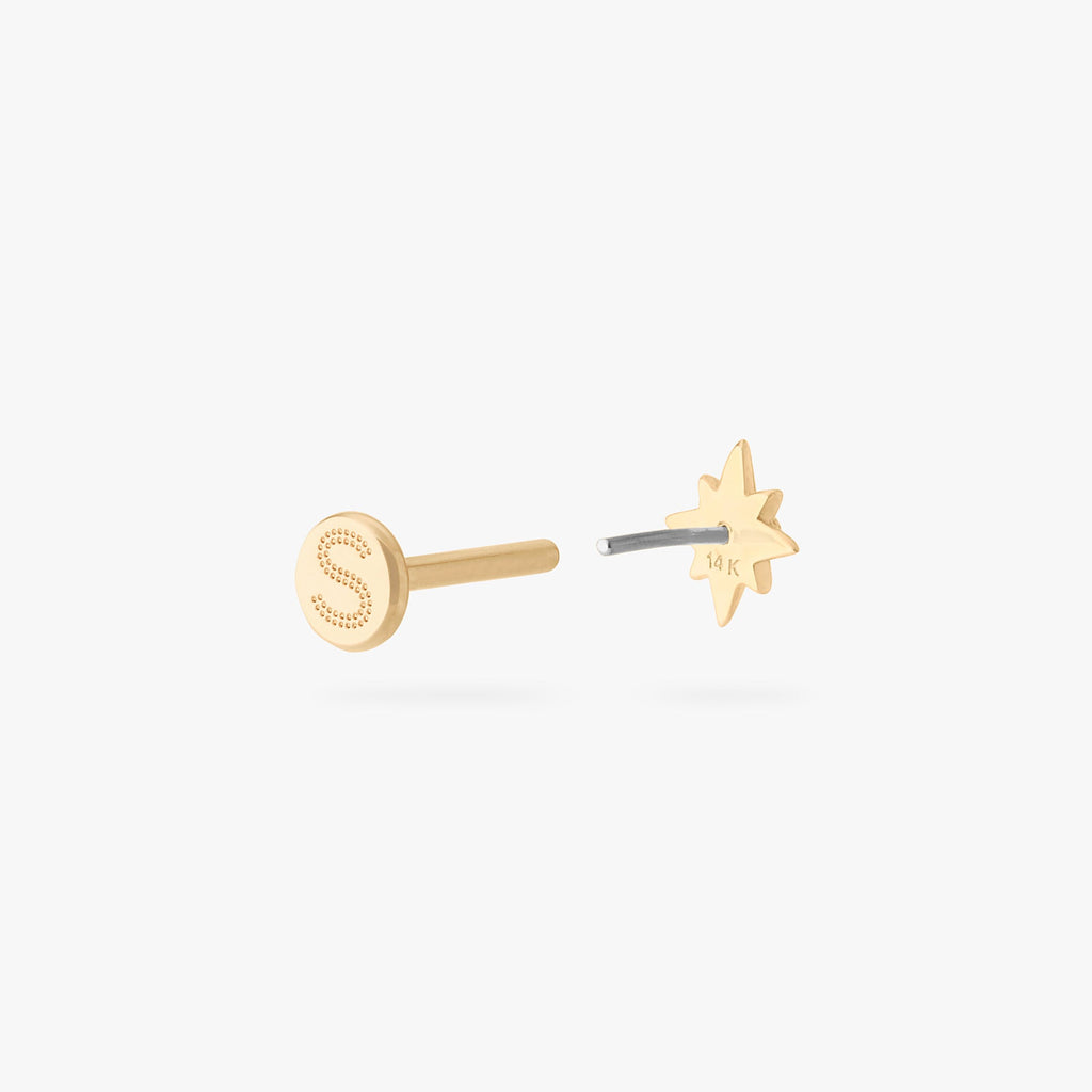 14K Twinkle Star Flatback Stud