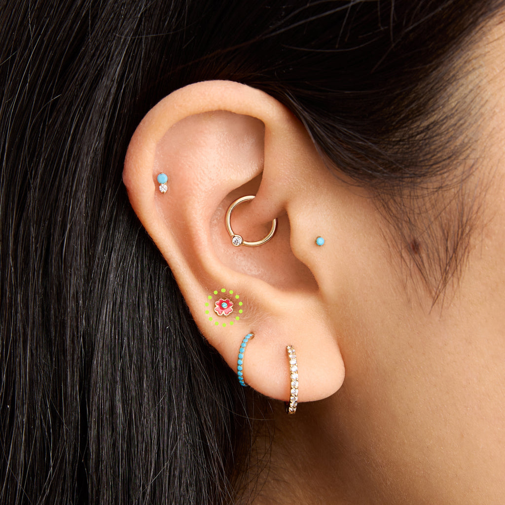 Enamel Flower Flatback Stud