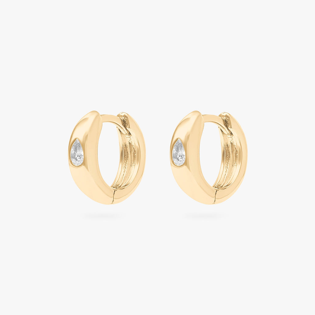 Chunky Pear CZ Huggie