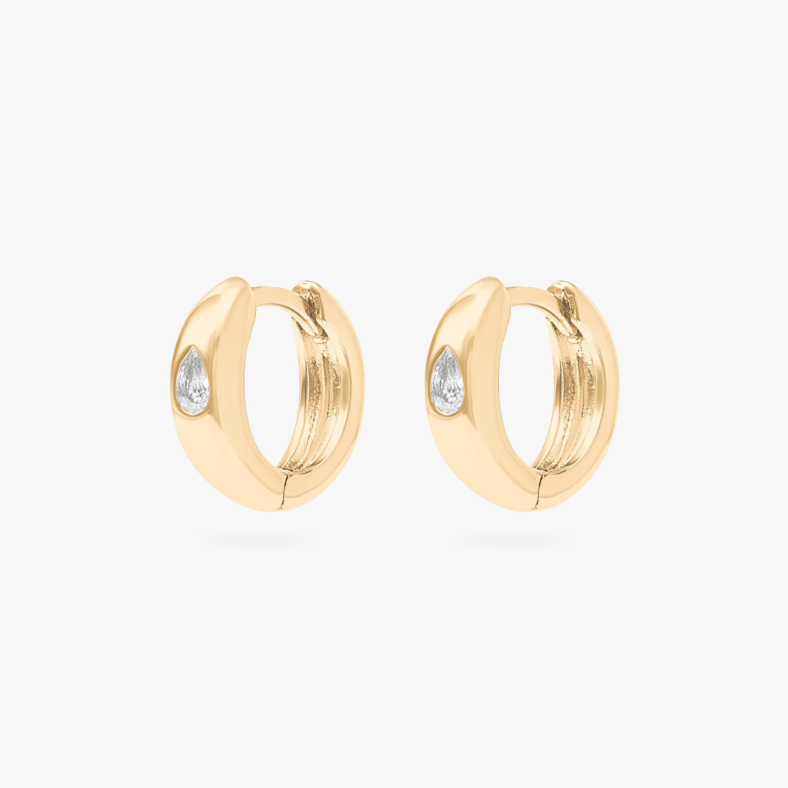 Chunky Pear CZ Huggie