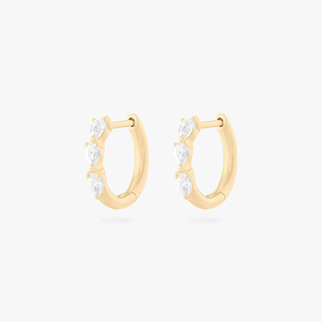 Mini Pave Pear Huggie