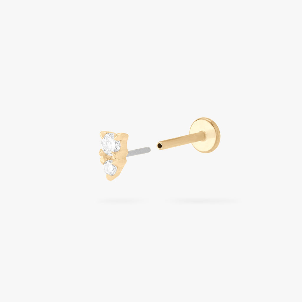 14K Stacked CZ Flatback Stud