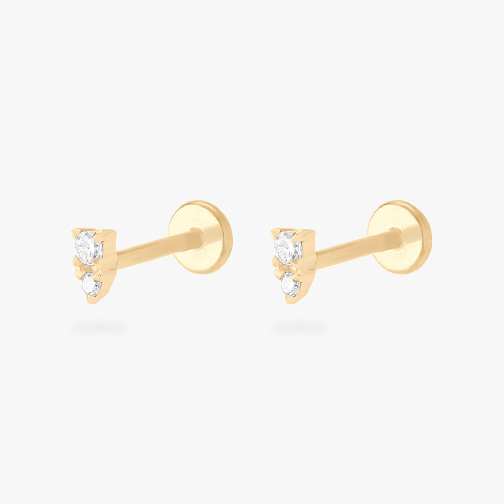 14K Stacked CZ Flatback Stud