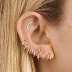 Curved CZ Bar Flatback Stud
