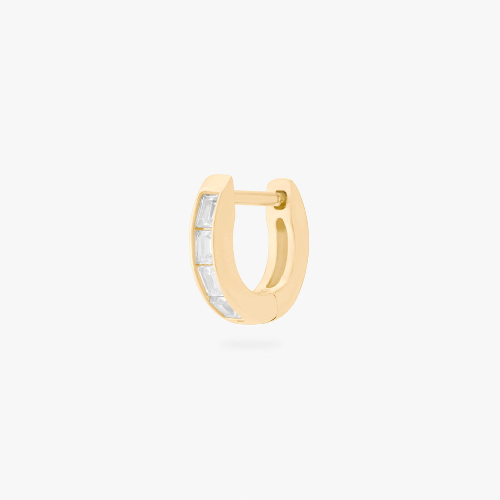 Micro Bezel Baguette Huggie