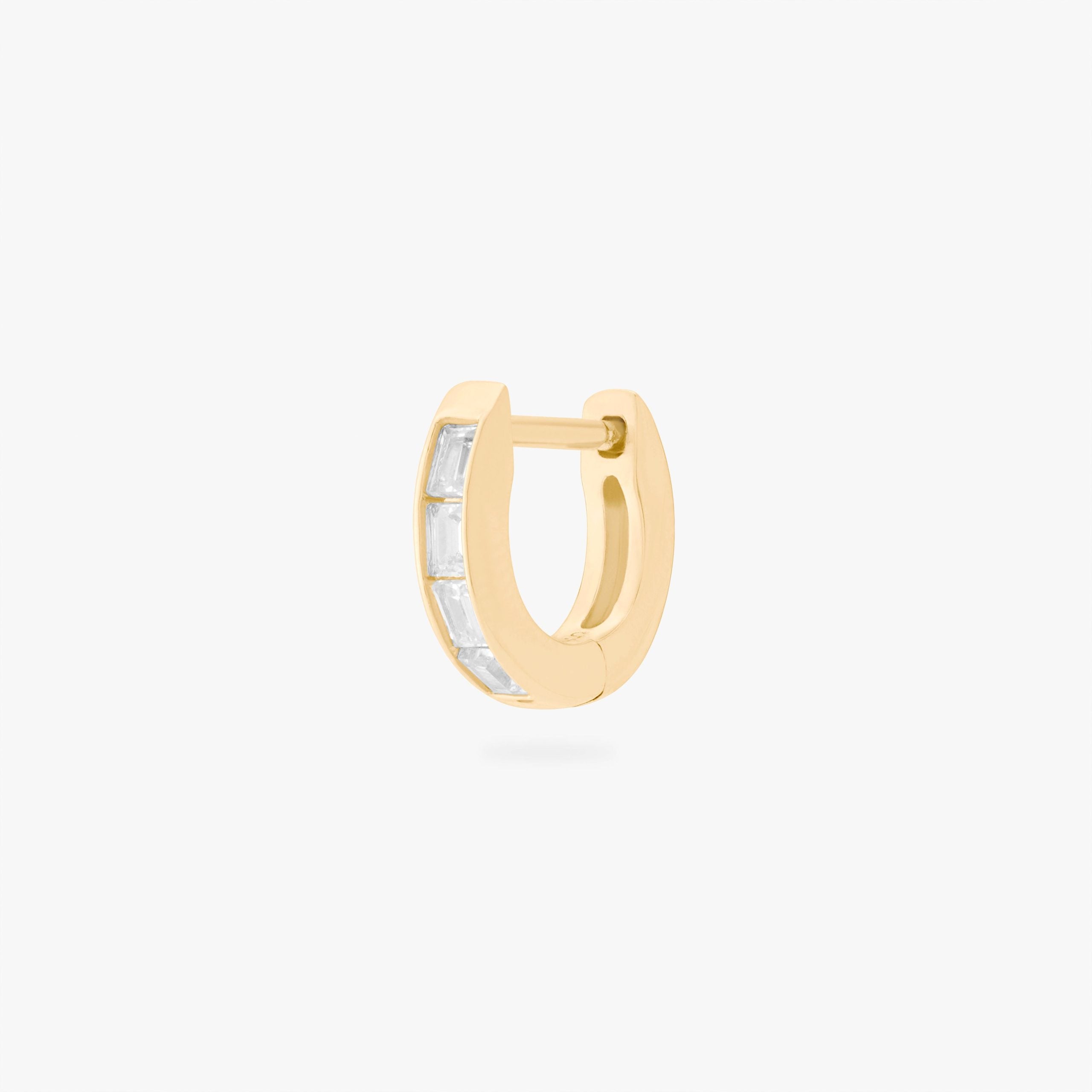 Micro Bezel Baguette Huggie