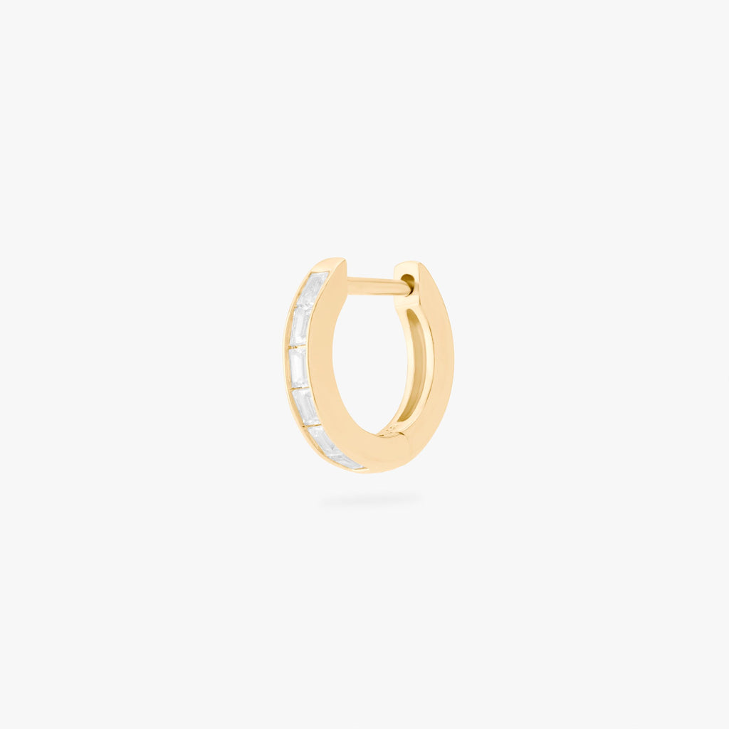 Mini Bezel Baguette Huggie