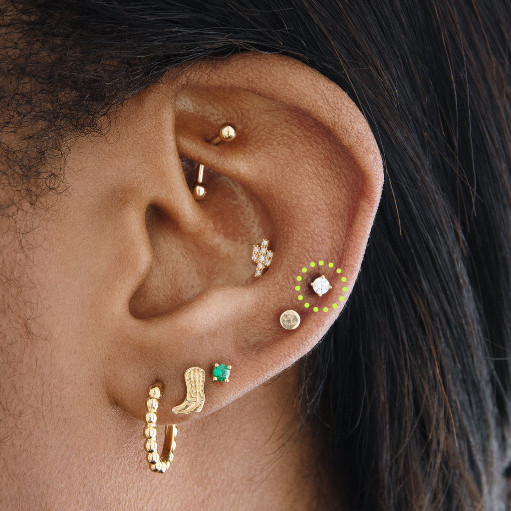 14K Mini CZ Flatback Stud