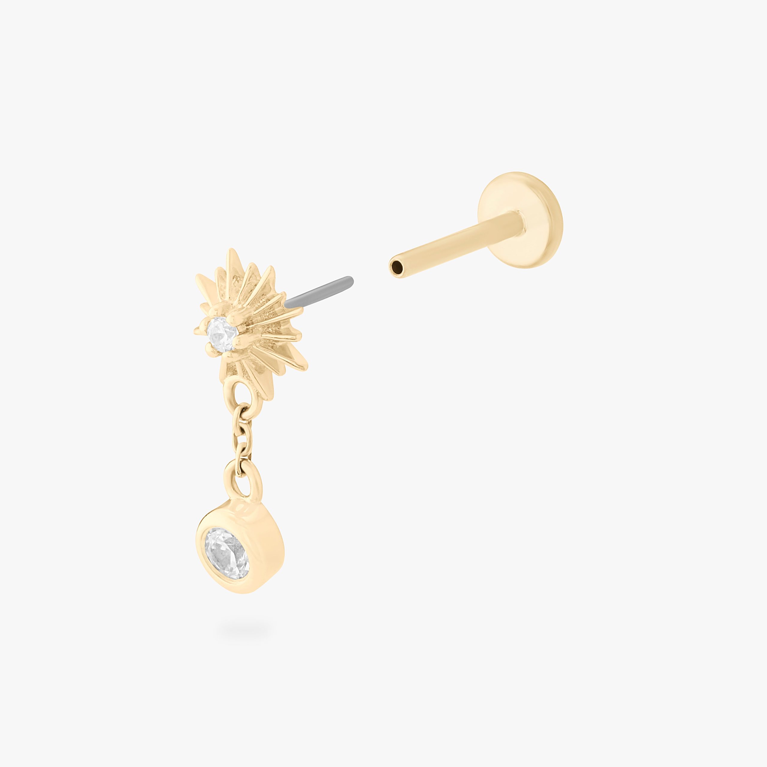 14K Twinkle Dangle Flatback Stud - STUDS