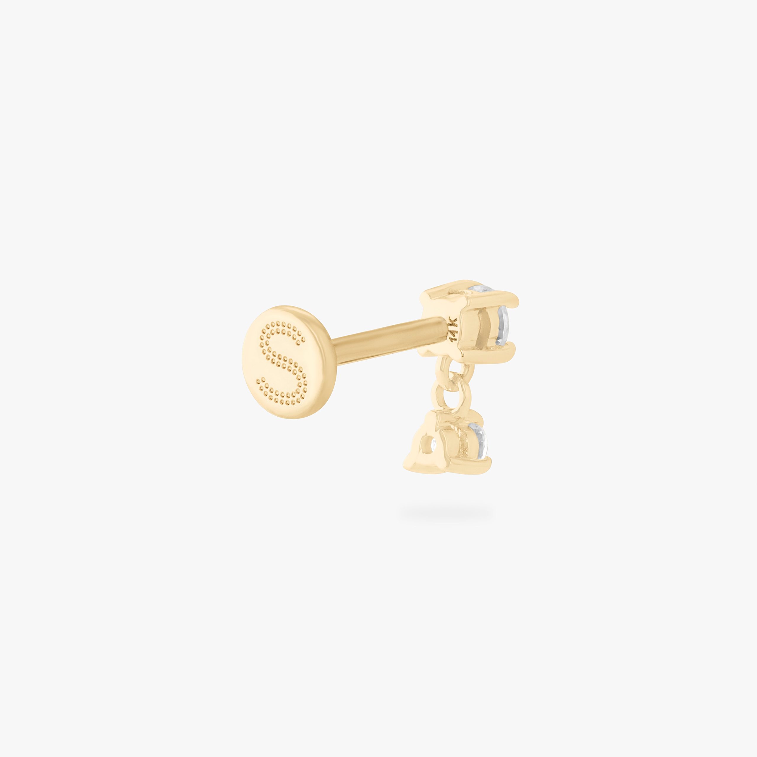 14K CZ Dangle Flatback - STUDS