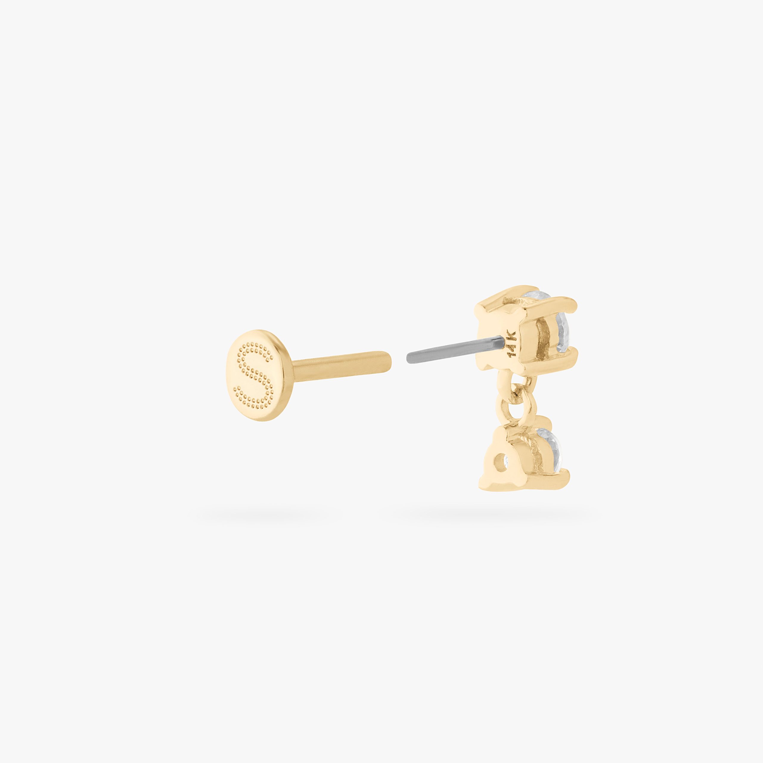 14K CZ Dangle Flatback - STUDS