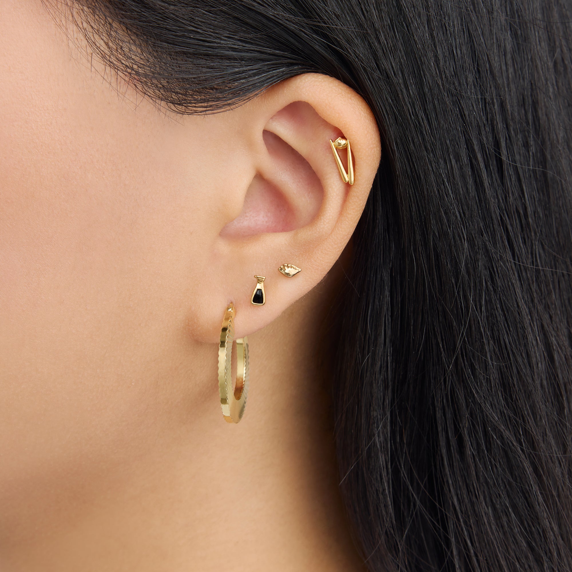Fluted Crescent Hoop - STUDS