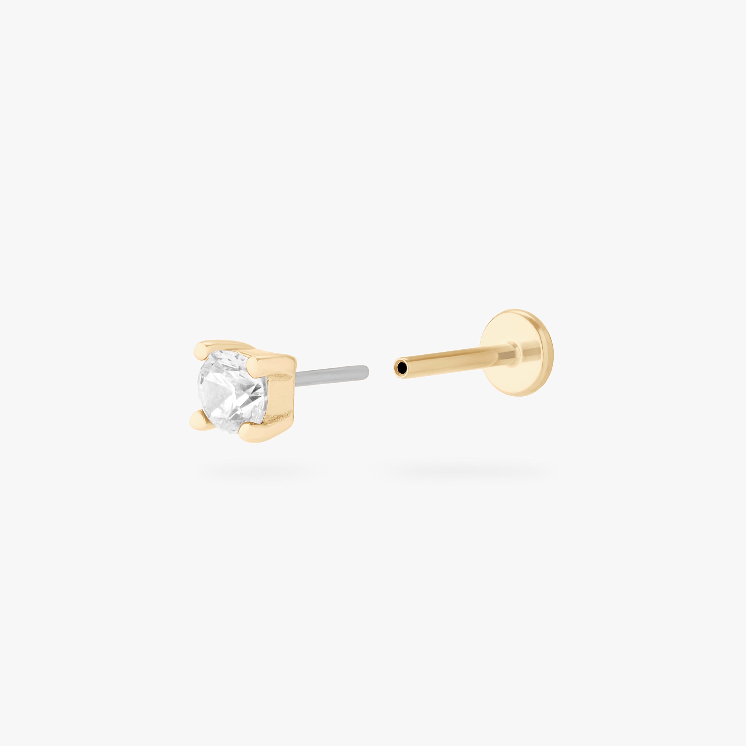 14K Mini CZ Flatback Stud - STUDS
