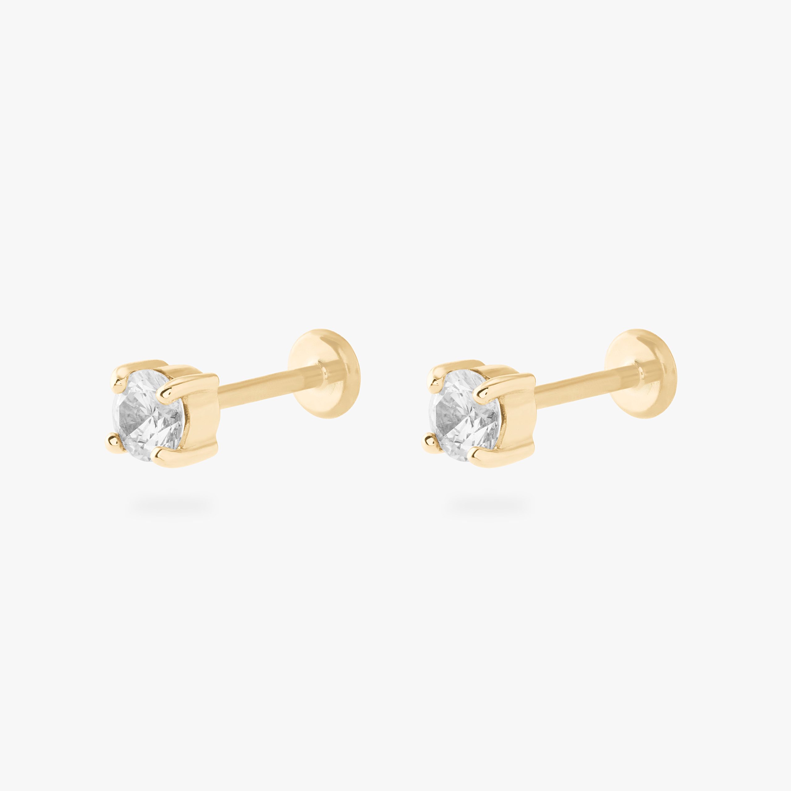 14K CZ 4mm Flatback - STUDS