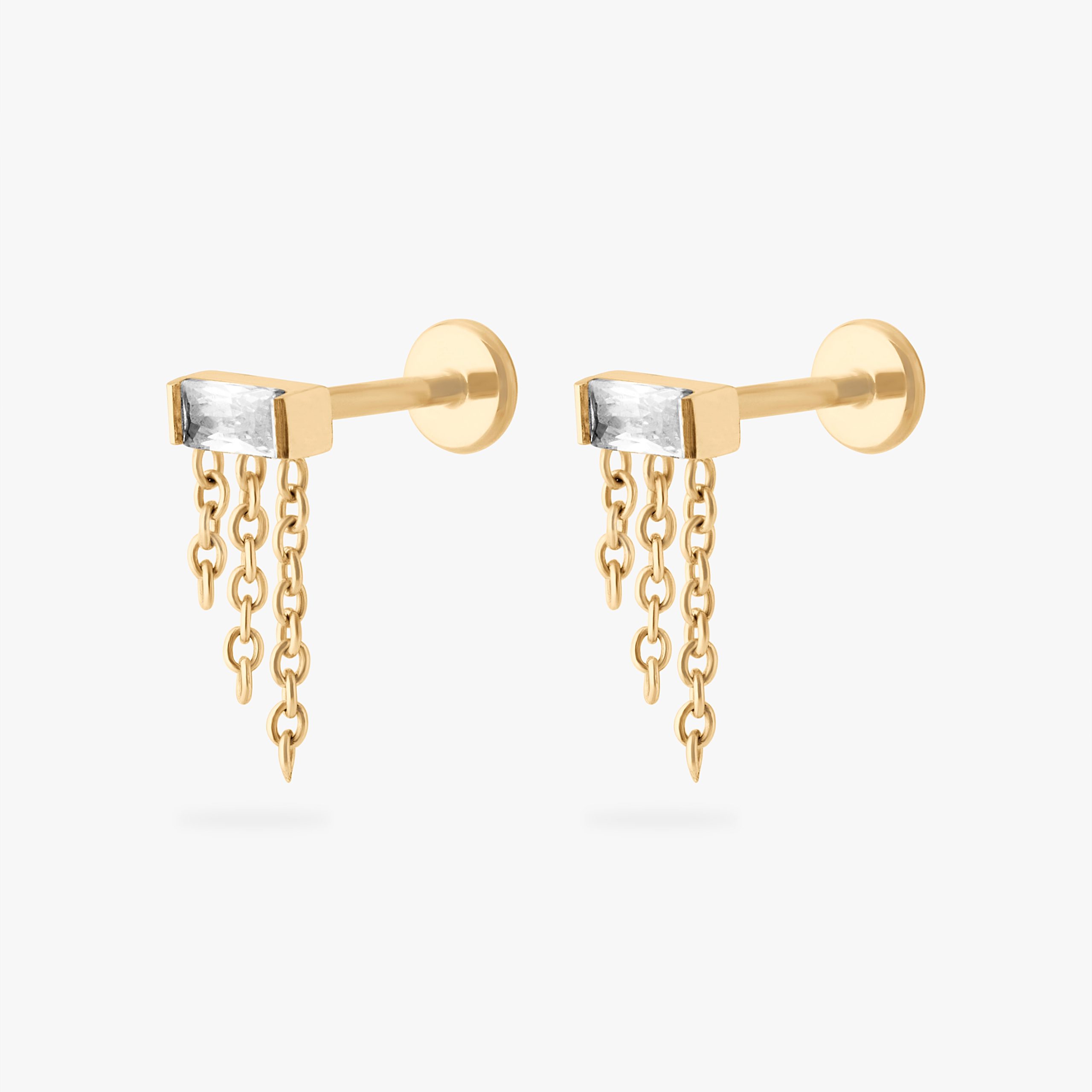 Chain Baguette Flatback Stud - STUDS
