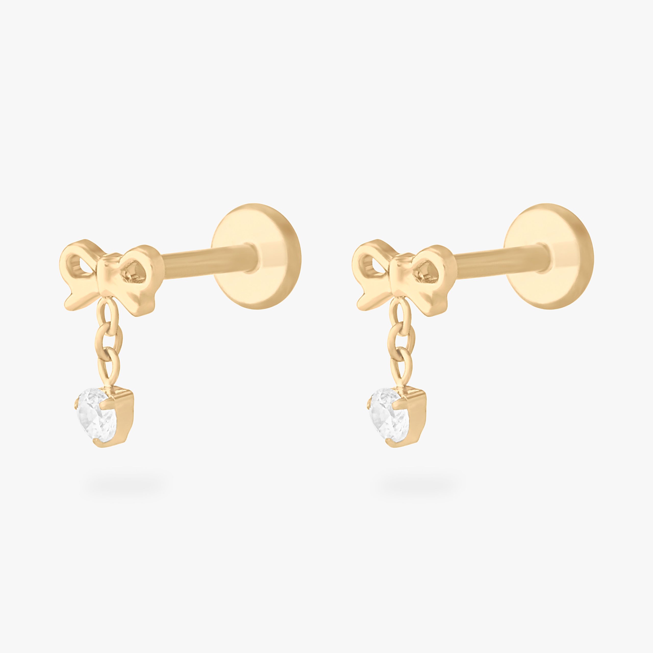 Bow CZ Dangle Flatback Stud - STUDS