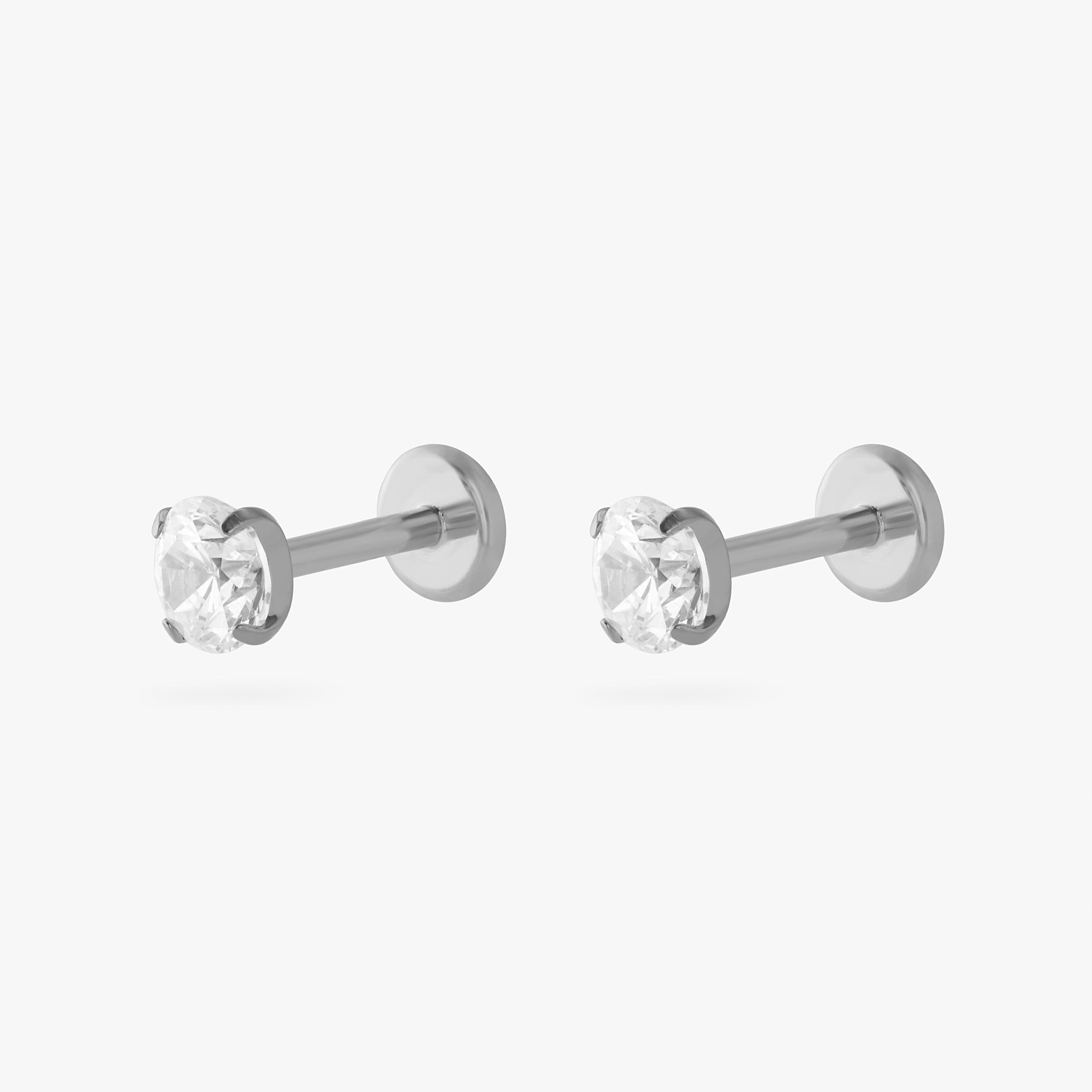Titanium CZ Clear 4mm Flatback - STUDS