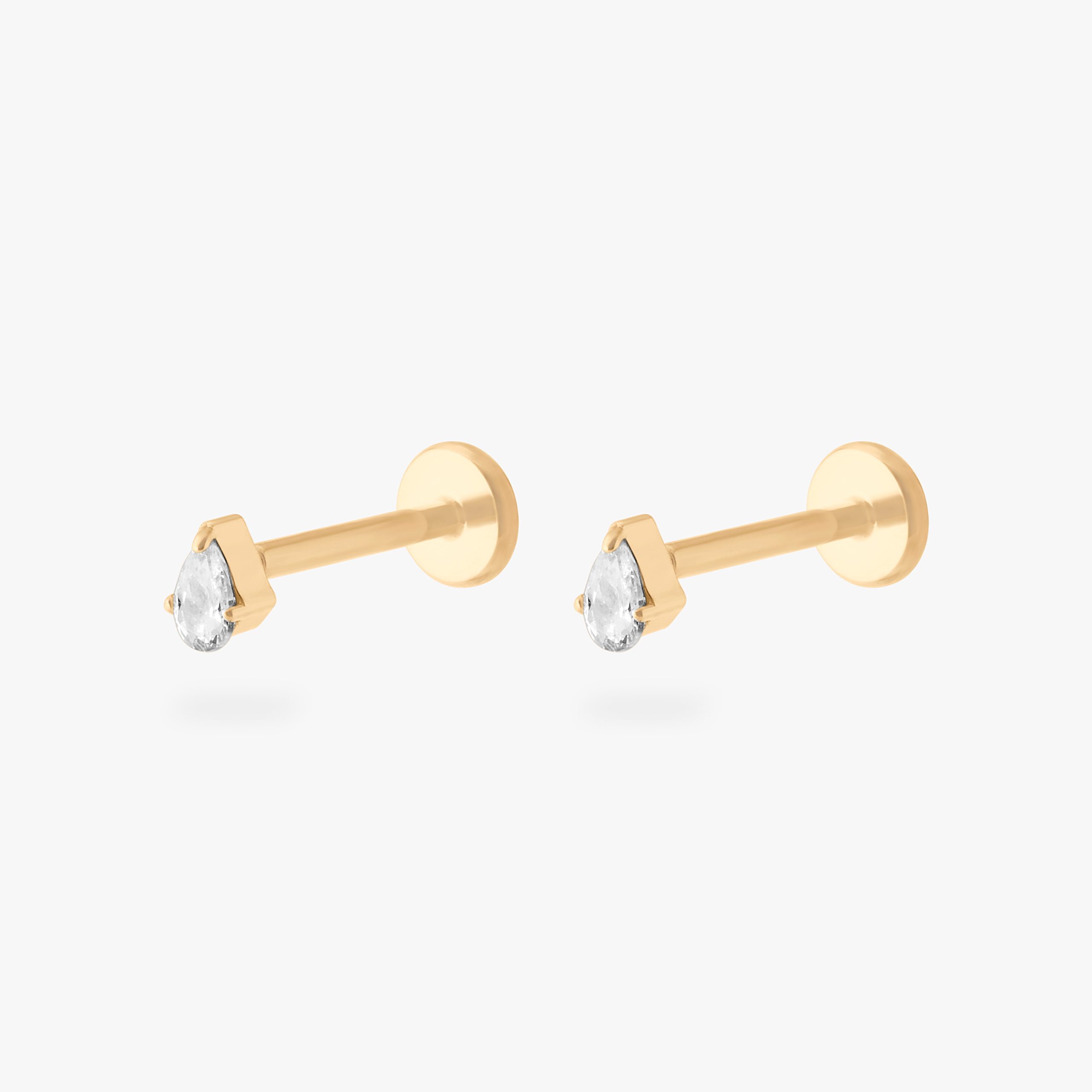 Pear CZ Flatback Stud - STUDS