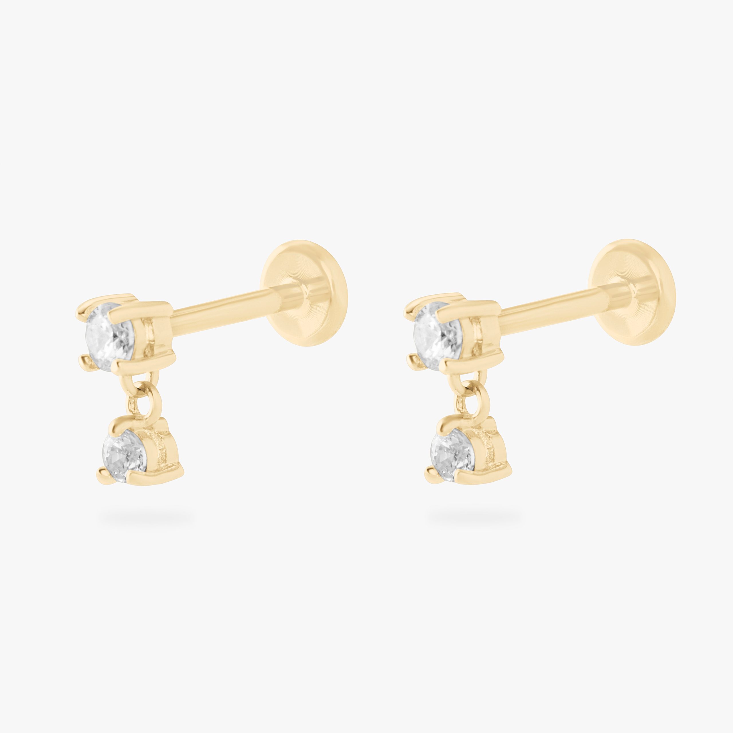 14K CZ Dangle Flatback - STUDS
