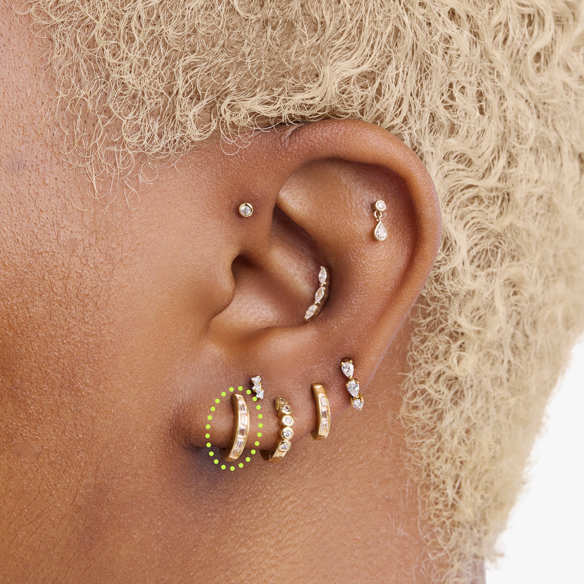 Mini Bezel Baguette Huggie - STUDS
