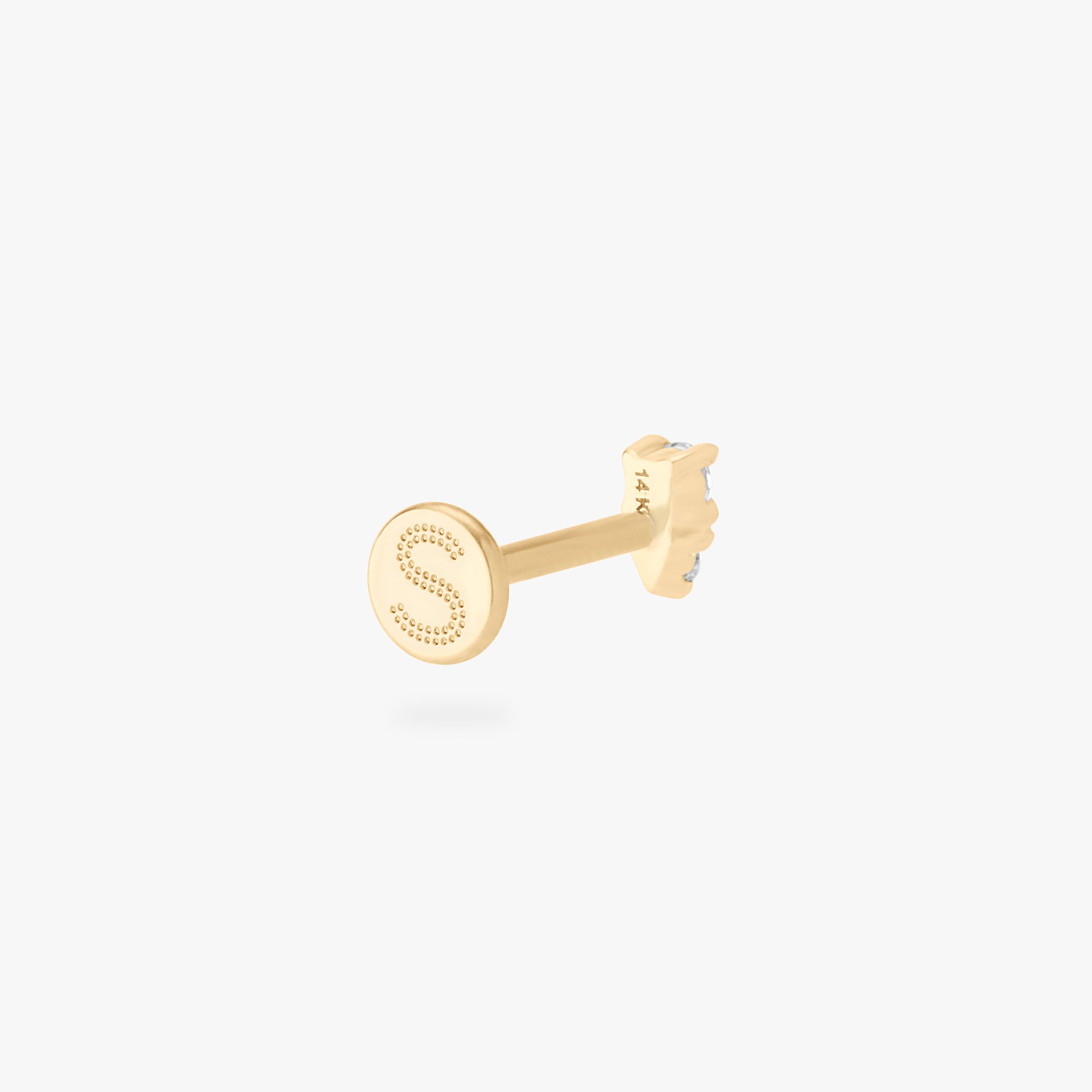 14K Stacked CZ Flatback Stud - STUDS
