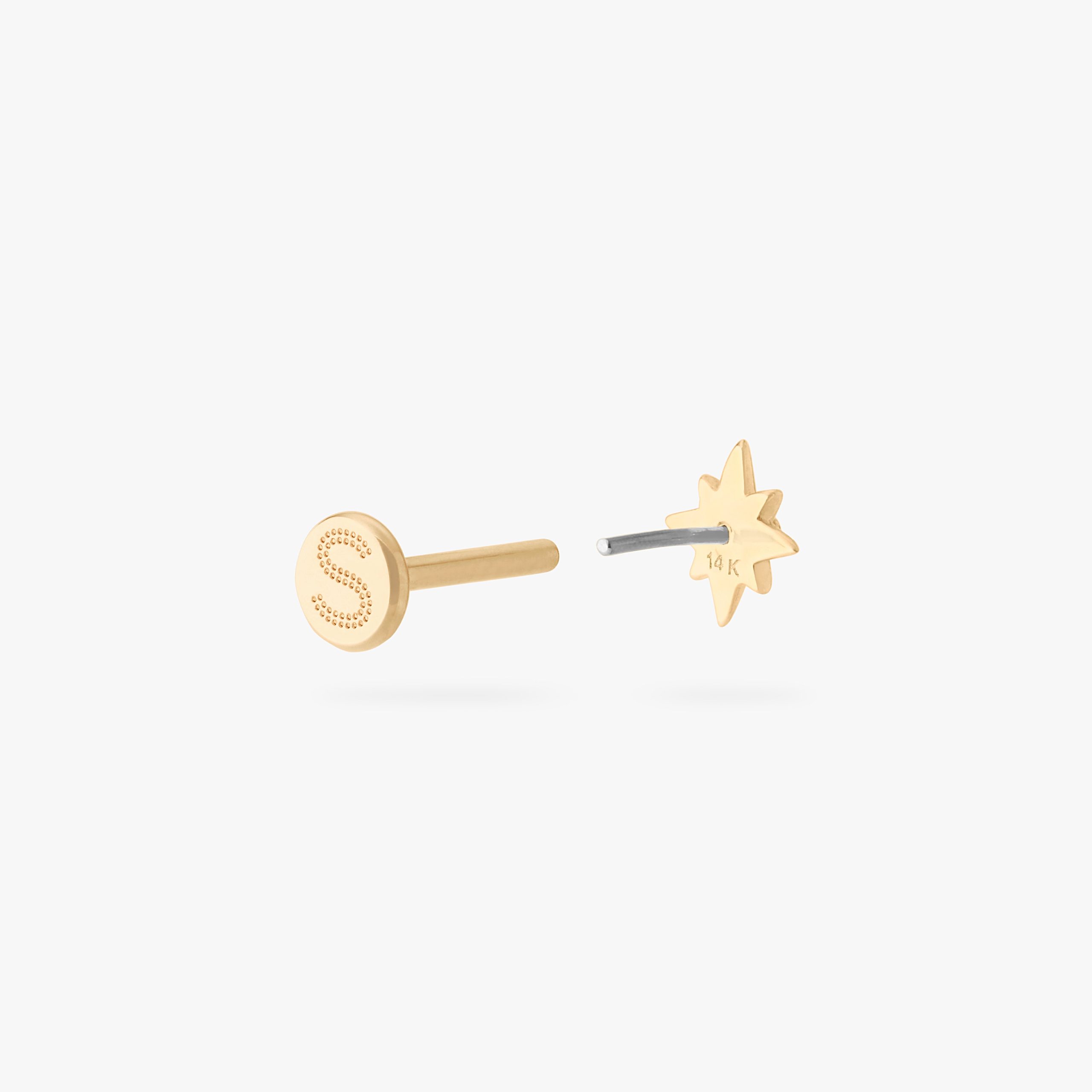 14K Twinkle Star Flatback Stud - STUDS