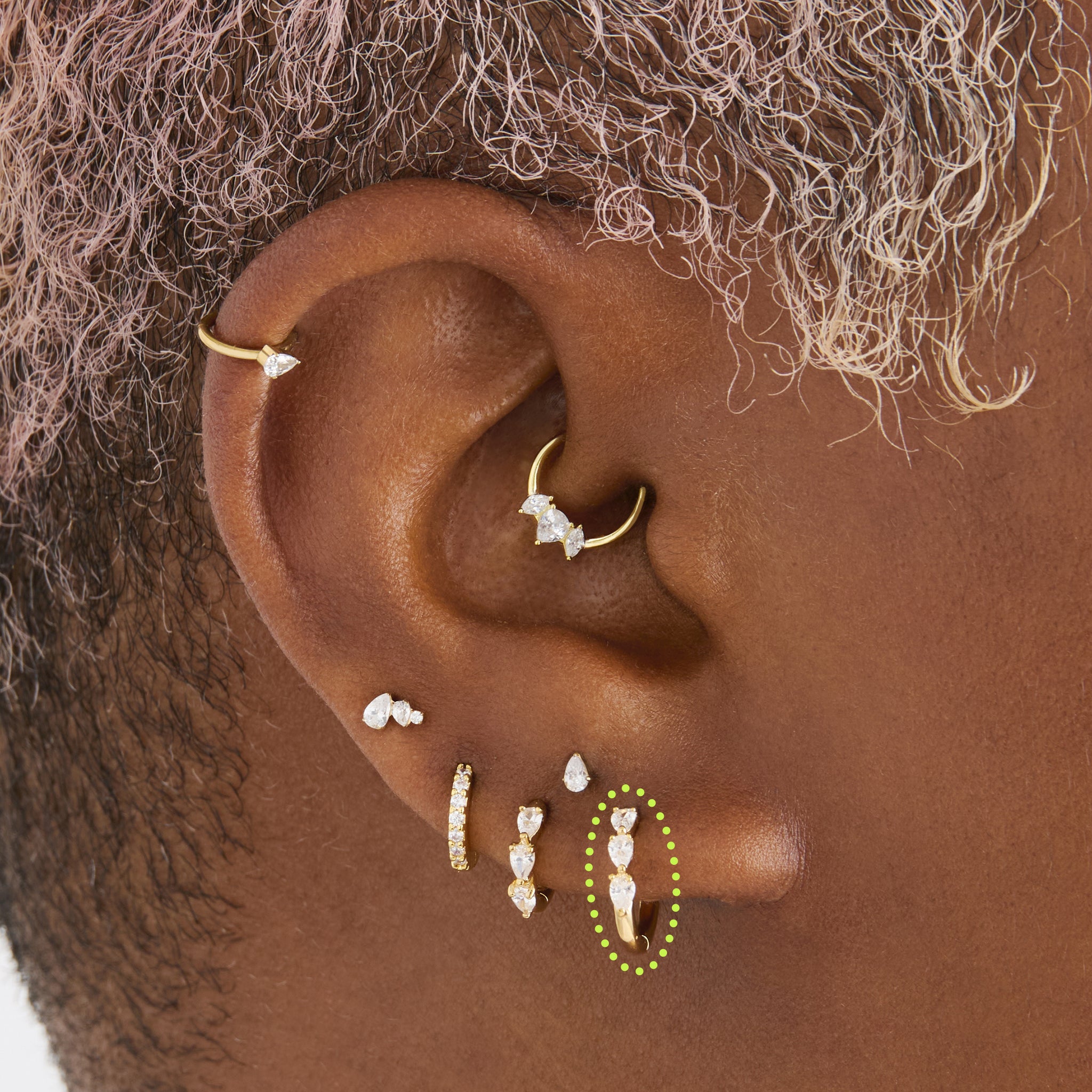 Mini Pave Pear Huggie - STUDS