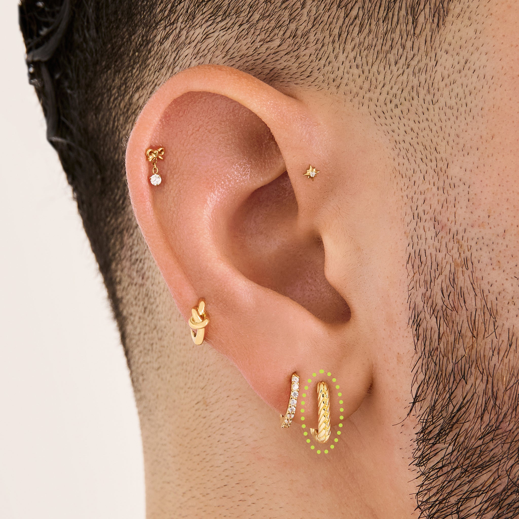 Square Twist Huggie - STUDS