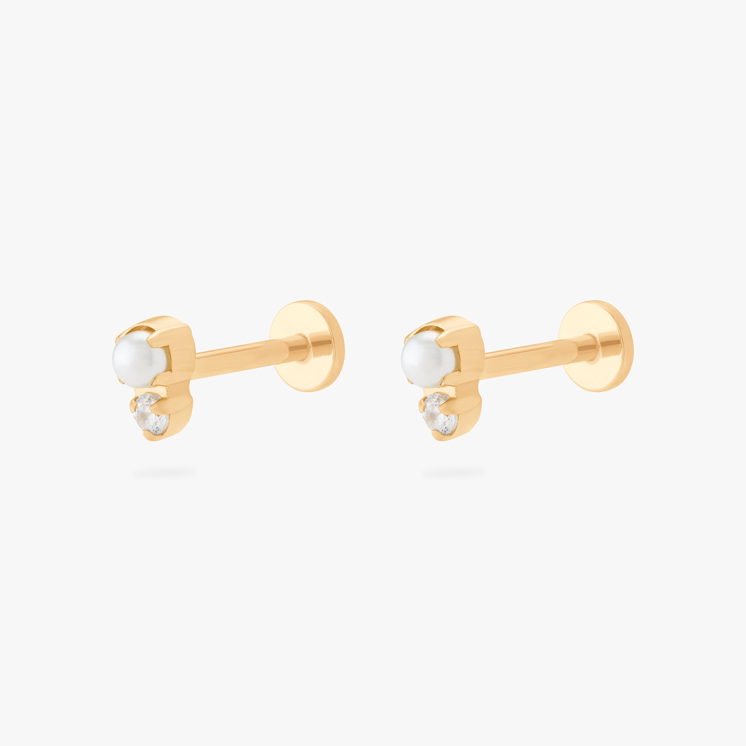 Stacked CZ Pearl Flatback Stud - STUDS